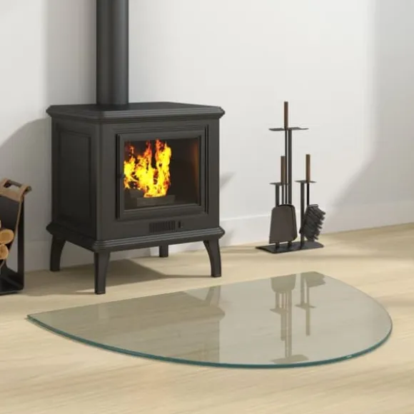 vidaXL glasplade til pejs 800x600 mm halvrund - Glas