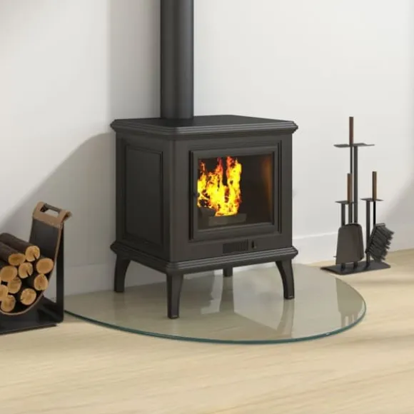 vidaXL glasplade til pejs 800x600 mm halvrund - Glas
