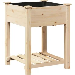 vidaXL Have Blomsterkrukke Beige 60.5 x 60 x 76.5 cm Massivt fyrretræ