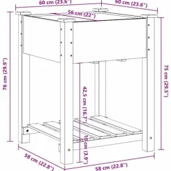 vidaXL Have Blomsterkrukke Beige 60.5 x 60 x 76.5 cm Massivt fyrretræ