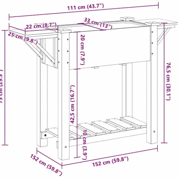vidaXL Have Blomsterkrukke Beige 111 x 37 x 76.5 cm Massivt fyrretræ