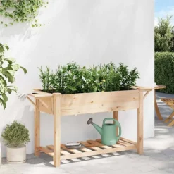 vidaXL Have Blomsterkrukke Beige 155 x 59 x 76.5 cm Massivt fyrretræ