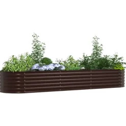 vidaXL Havebed Brun Galvaniseret stål 320 x 80 x 44 cm Slidstærk
