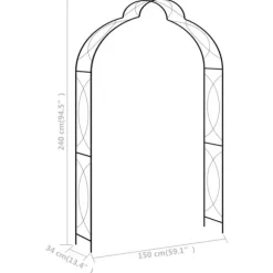 vidaXL havebue 150x34x240 cm jern sort - Havebuer, espalierer & pergolaer