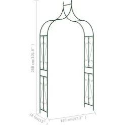 vidaXL havebue 120x38x258 cm jern mørkegrøn - Havebuer, espalierer & pergolaer