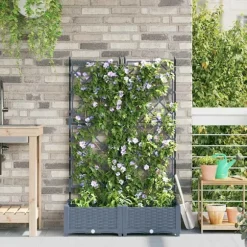 vidaXL Havekrukke med trellis Lysegrå 80 x 40 x 125.5 cm PP