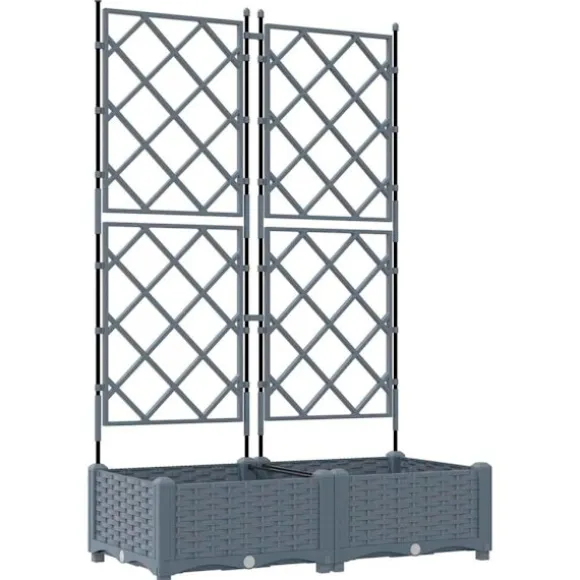 vidaXL Havekrukke med trellis Lysegrå 80 x 40 x 125.5 cm PP