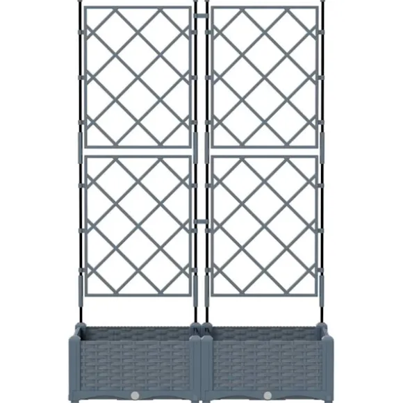 vidaXL Havekrukke med trellis Lysegrå 80 x 40 x 125.5 cm PP