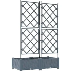 vidaXL Havekrukke med trellis Lysegrå 80 x 40 x 125.5 cm PP