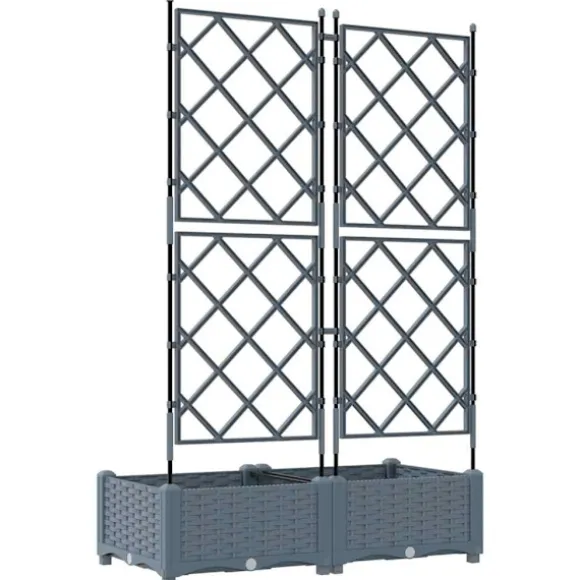 vidaXL Havekrukke med trellis Lysegrå 80 x 40 x 125.5 cm PP