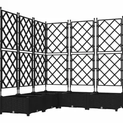vidaXL Havekrukke med trellis 5 pcs Sort 120 x 120 x 125.5 cm PP