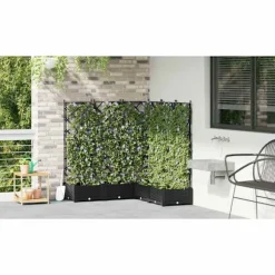 vidaXL Havekrukke med trellis 5 pcs Sort 120 x 120 x 125.5 cm PP