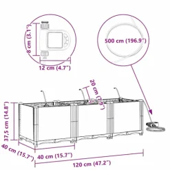vidaXL Havekrukker Grå 120 x 40 x 37,5 cm Stål