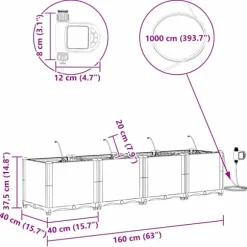 vidaXL Havekrukker Hvid 160 x 40 x 37,5 cm Stål