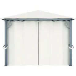 vidaXL havepavillon med gardin 400x300 cm aluminium cremefarvet - Festtelte & havepavilloner
