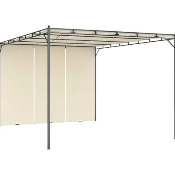 vidaXL havepavillon med gardin 4x3x2,25 m cremefarvet - Festtelte & havepavilloner