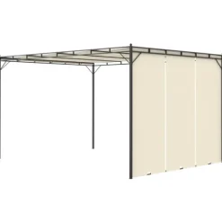 vidaXL havepavillon med gardin 4x3x2,25 m cremefarvet - Festtelte & havepavilloner