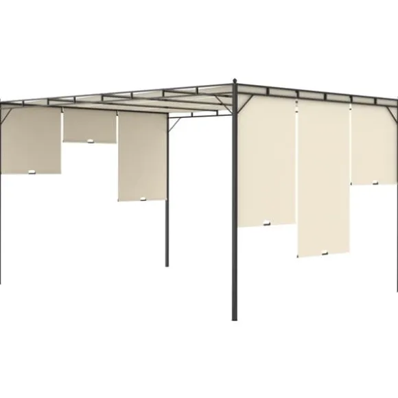 vidaXL havepavillon med gardin 4x3x2,25 m cremefarvet - Festtelte & havepavilloner