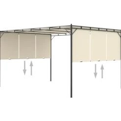 vidaXL havepavillon med gardin 4x3x2,25 m cremefarvet - Festtelte & havepavilloner