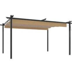 vidaXL havepavillon med sammenrulleligt tag 4x3 m gråbrun - Festtelte & havepavilloner