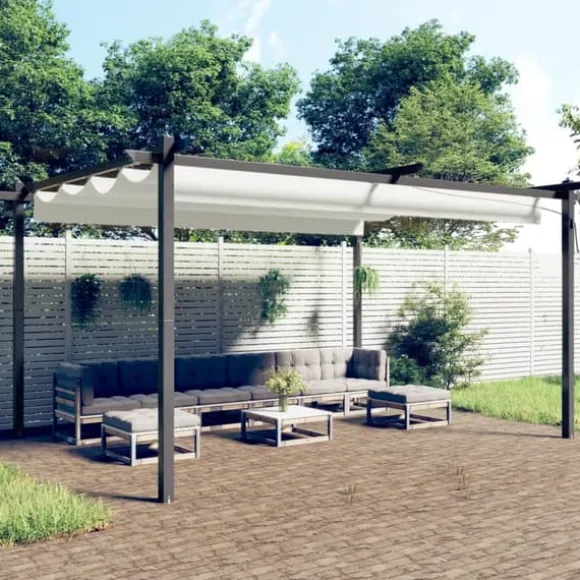 vidaXL havepavillon med sammenrulleligt tag 4x3 m cremefarvet - Festtelte & havepavilloner