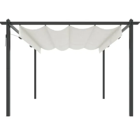 vidaXL havepavillon med sammenrulleligt tag 4x3 m cremefarvet - Festtelte & havepavilloner