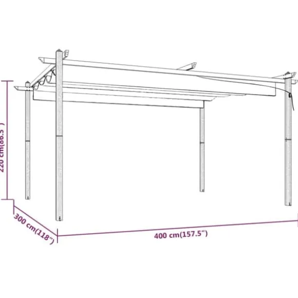 vidaXL havepavillon med sammenrulleligt tag 4x3 m cremefarvet - Festtelte & havepavilloner
