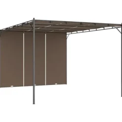 vidaXL havepavillon med sidegardin 4x3x2,25 m gråbrun - Festtelte & havepavilloner