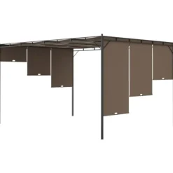 vidaXL havepavillon med sidegardin 4x3x2,25 m gråbrun - Festtelte & havepavilloner