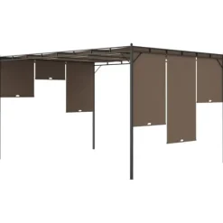 vidaXL havepavillon med sidegardin 4x3x2,25 m gråbrun - Festtelte & havepavilloner