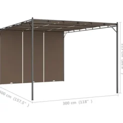 vidaXL havepavillon med sidegardin 4x3x2,25 m gråbrun - Festtelte & havepavilloner