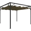 vidaXL havepavillon med tilbagetrækkeligt tag 3x3 m 180 g/m² gråbrun - Festtelte & havepavilloner