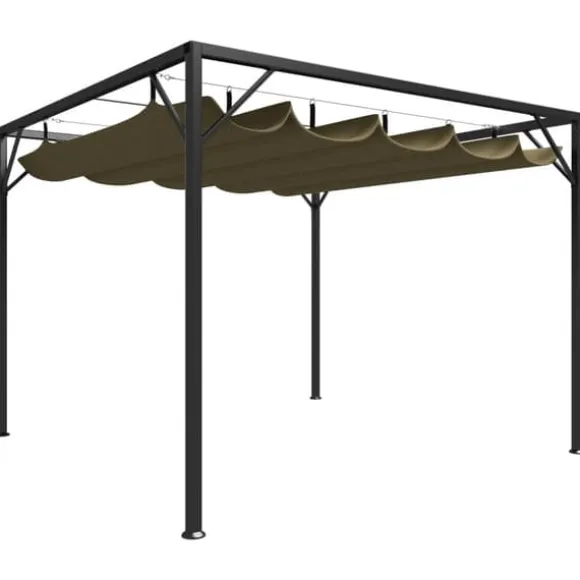 vidaXL havepavillon med tilbagetrækkeligt tag 3x3 m 180 g/m² gråbrun - Festtelte & havepavilloner
