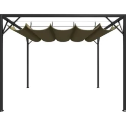 vidaXL havepavillon med tilbagetrækkeligt tag 3x3 m 180 g/m² gråbrun - Festtelte & havepavilloner