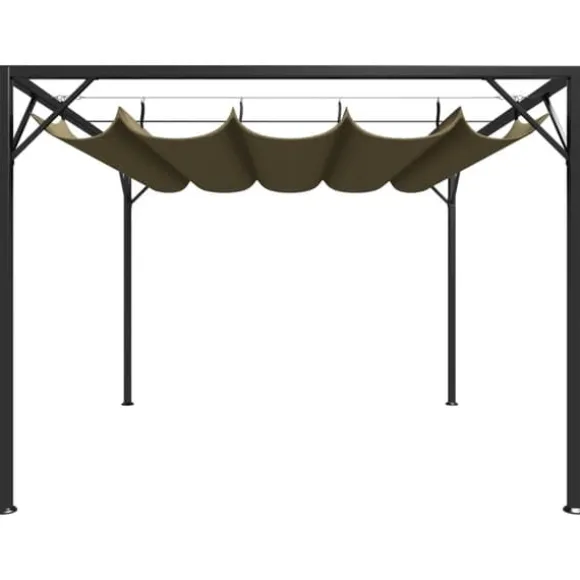 vidaXL havepavillon med tilbagetrækkeligt tag 3x3 m 180 g/m² gråbrun - Festtelte & havepavilloner