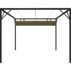 vidaXL havepavillon med tilbagetrækkeligt tag 3x3 m 180 g/m² gråbrun - Festtelte & havepavilloner