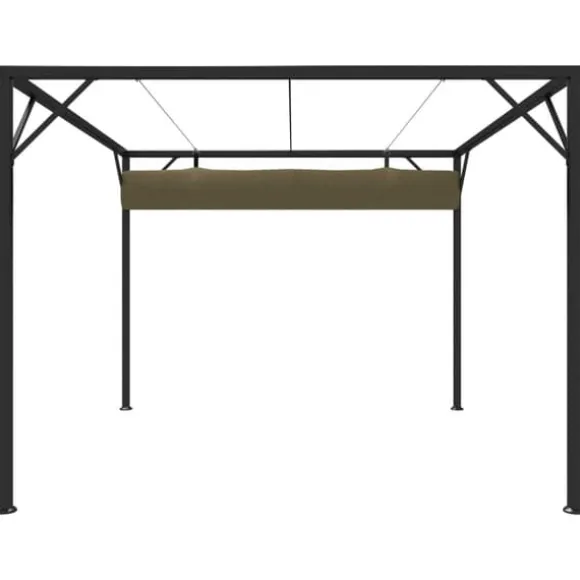vidaXL havepavillon med tilbagetrækkeligt tag 3x3 m 180 g/m² gråbrun - Festtelte & havepavilloner