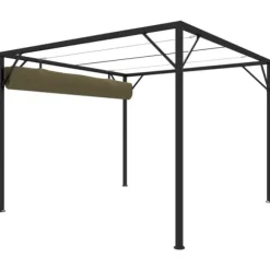 vidaXL havepavillon med tilbagetrækkeligt tag 3x3 m 180 g/m² gråbrun - Festtelte & havepavilloner