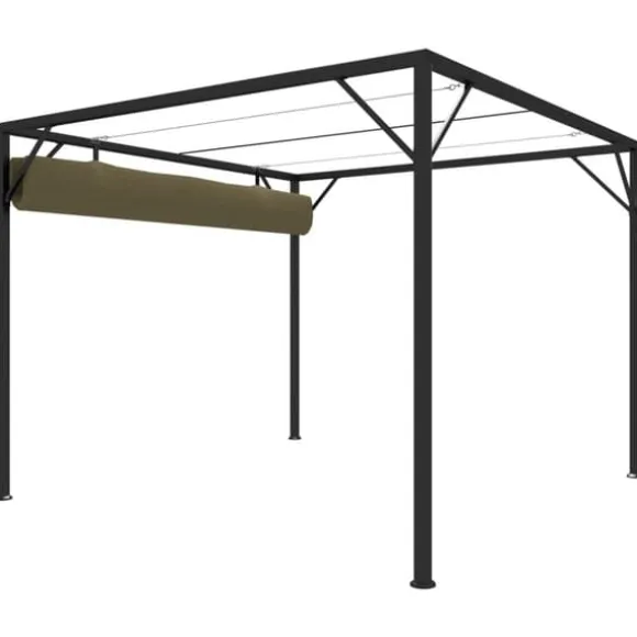 vidaXL havepavillon med tilbagetrækkeligt tag 3x3 m 180 g/m² gråbrun - Festtelte & havepavilloner