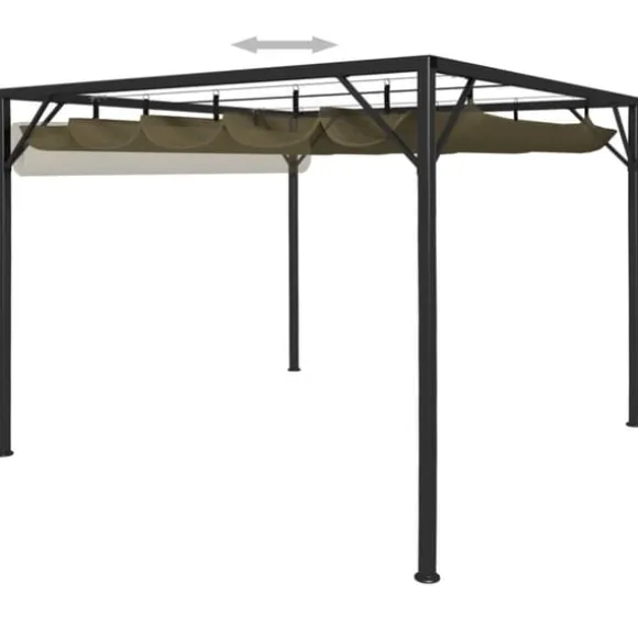 vidaXL havepavillon med tilbagetrækkeligt tag 3x3 m 180 g/m² gråbrun - Festtelte & havepavilloner