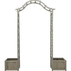vidaXL havepergola med plantekasse massivt fyrretræ grå - Havebuer, espalierer & pergolaer