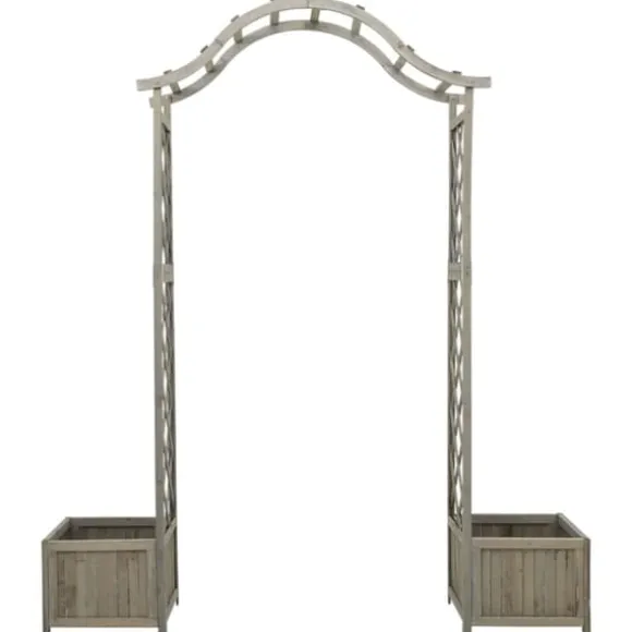 vidaXL havepergola med plantekasse massivt fyrretræ grå - Havebuer, espalierer & pergolaer