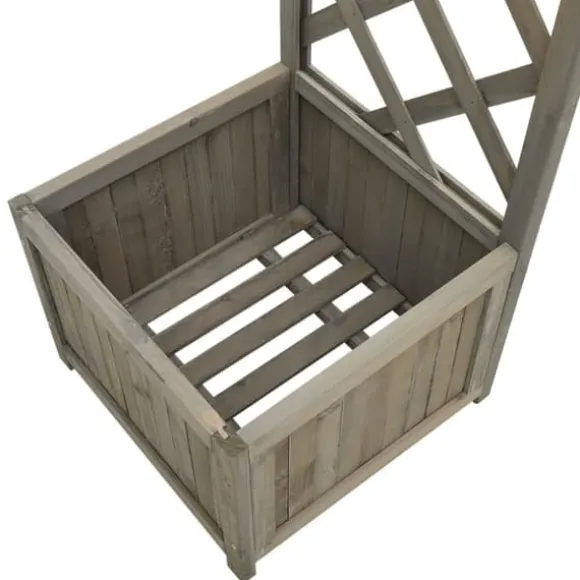 vidaXL havepergola med plantekasse massivt fyrretræ grå - Havebuer, espalierer & pergolaer