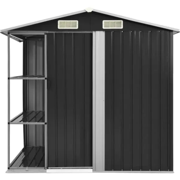 vidaXL haveskur med reol 205x130x183 cm jern antracitgrå - Skure & Redskabsskure
