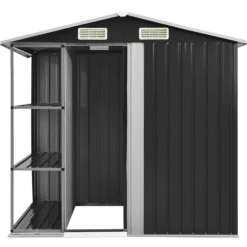 vidaXL haveskur med reol 205x130x183 cm jern antracitgrå - Skure & Redskabsskure