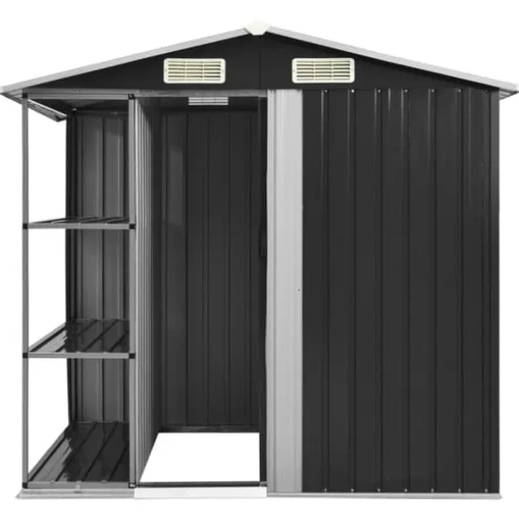 vidaXL haveskur med reol 205x130x183 cm jern antracitgrå - Skure & Redskabsskure