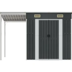 vidaXL haveskur med udvidet tag 277x110,5x181 cm stål antracitgrå - Skure & Redskabsskure