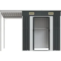 vidaXL haveskur med udvidet tag 277x110,5x181 cm stål antracitgrå - Skure & Redskabsskure