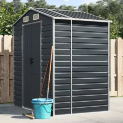 vidaXL haveskur 191x130x198 cm galvaniseret stål antracitgrå - Skure & Redskabsskure
