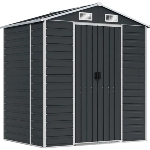 vidaXL haveskur 191x130x198 cm galvaniseret stål antracitgrå - Skure & Redskabsskure